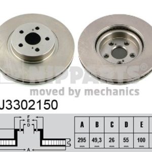 Disc frana TOYOTA AVENSIS limuzina (_T25_) 2.0 VVT-i (AZT250_, AZT250R) benzina 147 cai NIPPARTS J3302150
