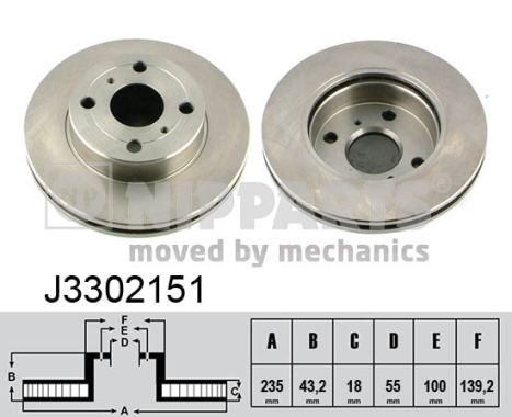 Disc frana TOYOTA YARIS (_P13_) 1.3 4WD (NSP135_, NSP135) benzina 95 cai NIPPARTS J3302151