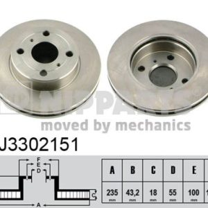 Disc frana TOYOTA YARIS (_P13_) 1.3 (NCP130_, NCP130R) benzina 86 cai NIPPARTS J3302151