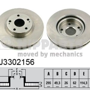 Disc frana TOYOTA COROLLA Verso (ZER_, ZZE12_, R1_) 2.2 D-4D (AUR10_, AUR10R) diesel 136 cai NIPPARTS J3302156