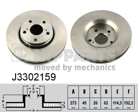 Disc frana TOYOTA AURIS (_E15_) 1.8 (ZRE152) benzina 136 cai NIPPARTS J3302159