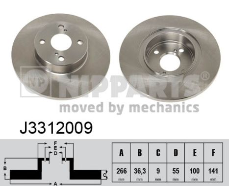Disc frana TOYOTA COROLLA combi (_E10_) 1.8 16V 4WD (AE103_, AE103) benzina 110 cai NIPPARTS J3312009