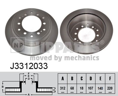 Disc frana TOYOTA LAND CRUISER VAN (_J15_) 3.0 D4d 4WD (KDJ155, KDJ150) diesel 190 cai NIPPARTS J3312033