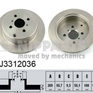 Disc frana TOYOTA COROLLA combi (_E12_) 1.6 VVT-i (ZZE121_, ZZE121R) benzina 110 cai NIPPARTS J3312036