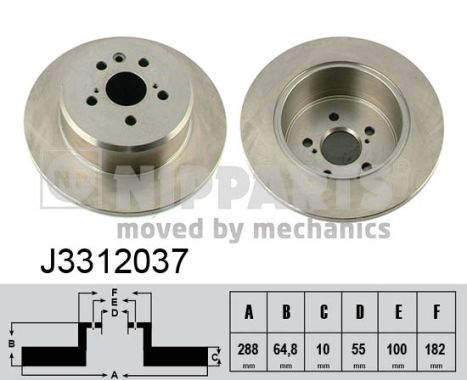 Disc frana TOYOTA AVENSIS Liftback (_T22_) 2.0 D (CDT220_) diesel 115 cai NIPPARTS J3312037