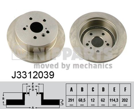 Disc frana TOYOTA PREVIA II (_R3_) 2.0 D-4D (CLR30_, CLR30R) diesel 116 cai NIPPARTS J3312039