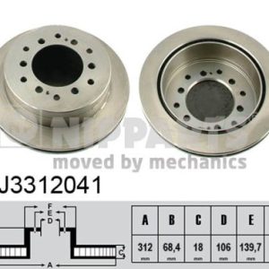 Disc frana TOYOTA LAND CRUISER 90 (_J9_) 3.0 TD (KZJ90_, KZJ95_, KZJ90R, KZJ95R, KZJ90W, KZJ95W) diesel 125 cai NIPPARTS J3312041