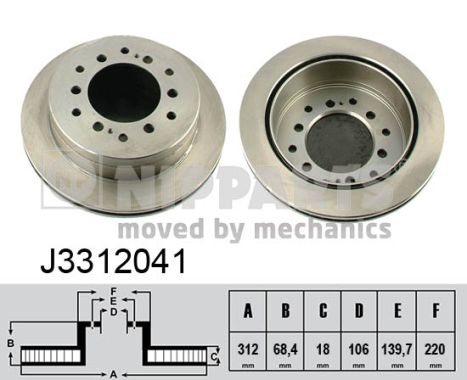 Disc frana TOYOTA LAND CRUISER 80 (_J8_) 4.0 (FJ80_, FJ80R, FJ80G) benzina 156 cai NIPPARTS J3312041