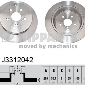 Disc frana TOYOTA PRIUS Liftback (_W2_) 1.5 Hybrid (NHW20_, NHW20R) benzina/elector 112 cai NIPPARTS J3312042