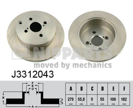 Disc frana TOYOTA COROLLA (_E12_) 1.8 VVTL-i TS (ZZE123) benzina 192 cai NIPPARTS J3312043
