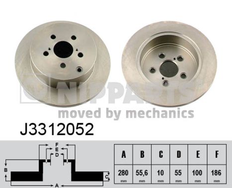 Disc frana TOYOTA AVENSIS limuzina (_T25_) 2.0 VVT-i (AZT250_, AZT250R) benzina 147 cai NIPPARTS J3312052