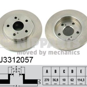 Disc frana TOYOTA AURIS combi (_E18_) 1.6 (ZRE185_) benzina 132 cai NIPPARTS J3312057
