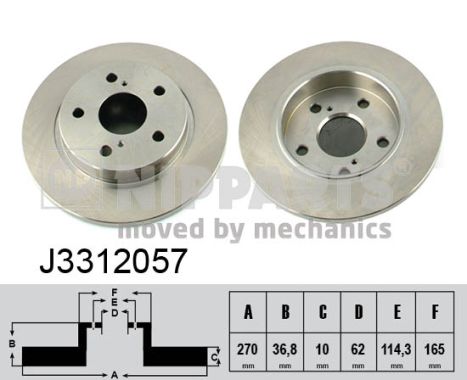 Disc frana TOYOTA AURIS (_E18_) 1.6 (ZRE181_, ZRE185_, ZRE185R, ZRE181R) benzina 132 cai NIPPARTS J3312057