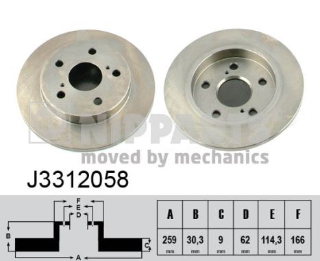 Disc frana TOYOTA AURIS (_E15_) 1.8 (ZRE152) benzina 136 cai NIPPARTS J3312058