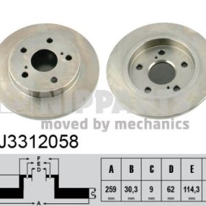 Disc frana TOYOTA COROLLA limuzina (_E15_) 1.6 VVTi (ZZE141_) benzina 110 cai NIPPARTS J3312058