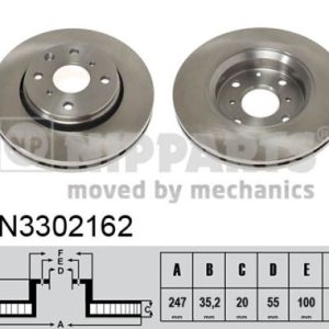 Disc frana TOYOTA AYGO (_B1_) 1.0 (KGB10_, KGB10R) benzina 68 cai NIPPARTS N3302162