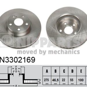 Disc frana TOYOTA URBAN CRUISER (_P1_) 1.4 D-4D (NLP110_, NLP110R) diesel 90 cai NIPPARTS N3302169