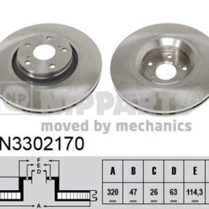 Disc frana TOYOTA AVENSIS limuzina (_T27_) 2.0 D-4D (WWT271_) diesel 143 cai NIPPARTS N3302170