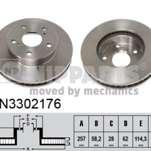Disc frana TOYOTA HILUX VII pick-up (_N1_, _N2_, _N3_) 3.0 D-4D 4WD (KUN26) diesel 171 cai NIPPARTS N3302176