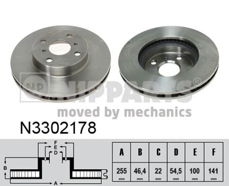 Disc frana TOYOTA YARIS (_P13_) 1.3 4WD (NSP135_, NSP135) benzina 95 cai NIPPARTS N3302178