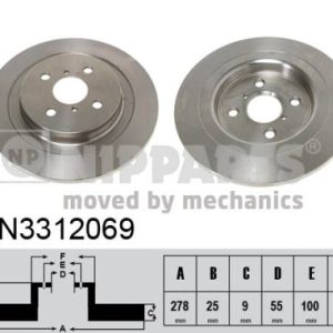 Disc frana TOYOTA YARIS (_P13_) 1.3 (NSP130_, NSP130) benzina 95 cai NIPPARTS N3312069