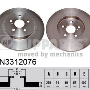 Disc frana TOYOTA URBAN CRUISER (_P1_) 1.4 D-4D 4WD (NLP115_, NLP115R) diesel 90 cai NIPPARTS N3312076