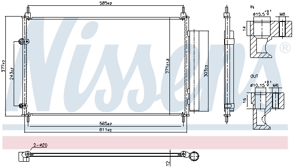 Condensator climatizare TOYOTA AURIS combi (_E18_) 1.3 (NRE180_) benzina 99 cai NISSENS 940953