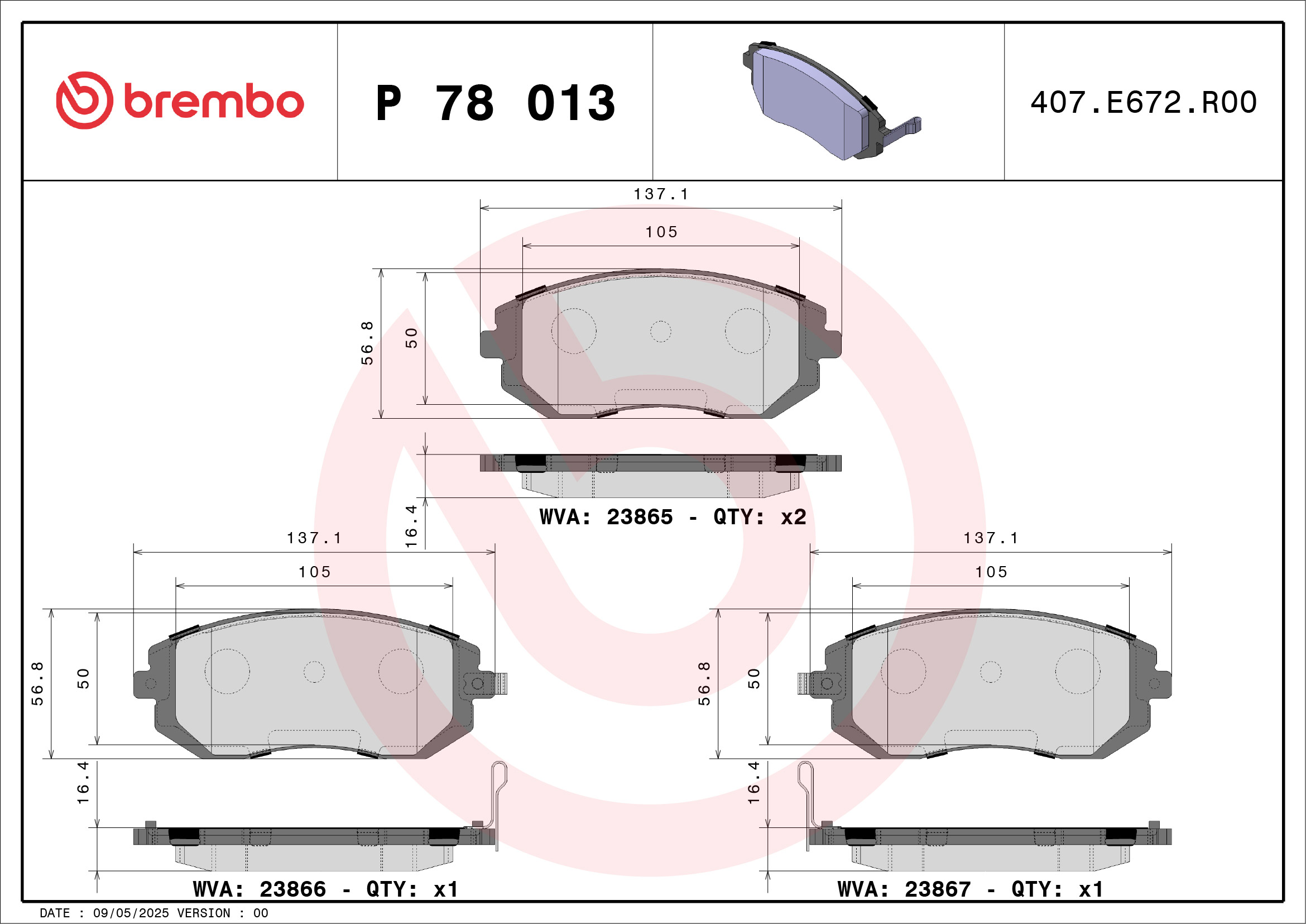 Set placute frana BREMBO P78013X – Toyota | AutoRival