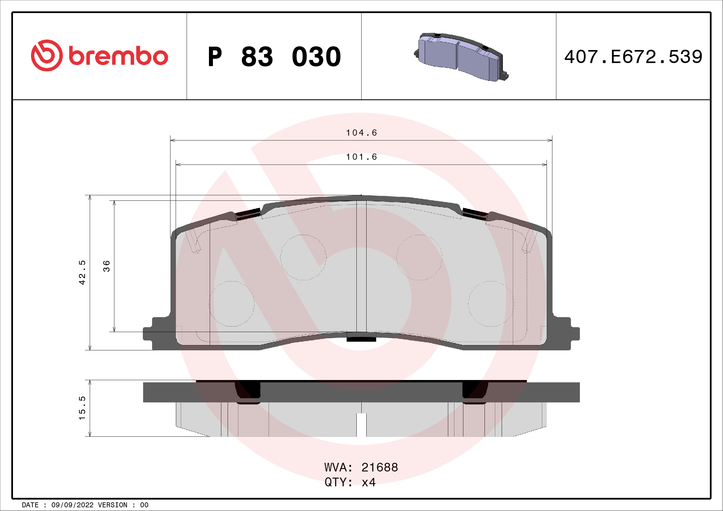 Set placute frana BREMBO P83030 – Toyota | AutoRival
