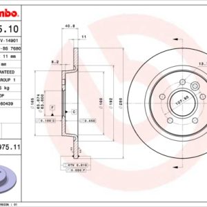 Disc frana VOLVO C30 (533) 1.8 FlexFuel Benzina/Etanol 125 cai BREMBO 08.9975.11