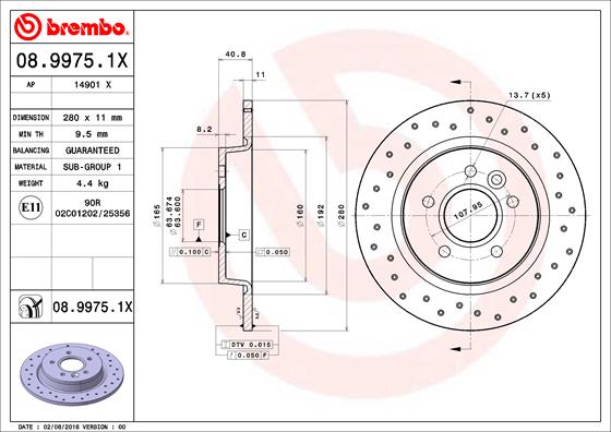 Disc frana VOLVO C30 (533) 1.8 benzina 125 cai BREMBO 08.9975.1X