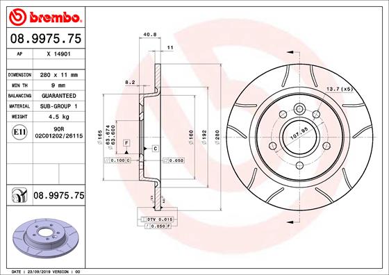 Disc frana VOLVO C30 (533) D3 diesel 150 cai BREMBO 08.9975.75