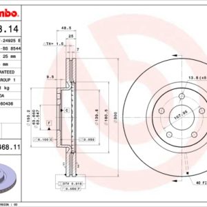 Disc frana VOLVO C30 (533) D5 diesel 163 cai BREMBO 09.9468.11