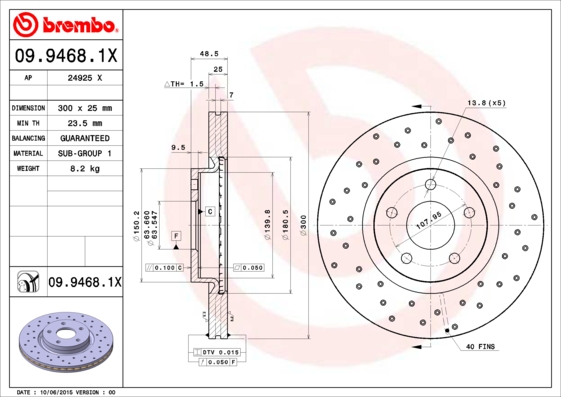 Disc frana VOLVO C30 (533) T5 benzina 230 cai BREMBO 09.9468.1X