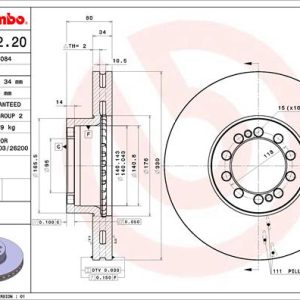 Disc frana VOLVO FL III FL 290-12 diesel 290 cai BREMBO 09.9492.20