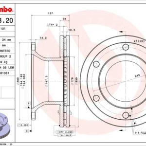 Disc frana VOLVO FM III 460 diesel 461 cai BREMBO 09.9493.20