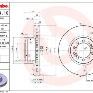 Disc frana VOLVO FL III FL 210-16 diesel 210 cai BREMBO 09.9494.10