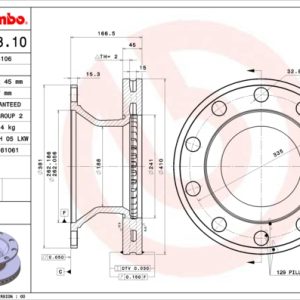 Disc frana VOLVO FL II FL 260-12 diesel 260 cai BREMBO 09.9498.10