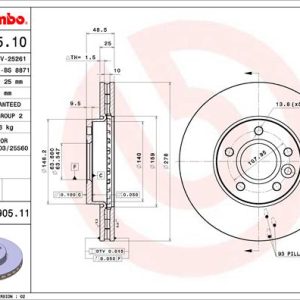 Disc frana VOLVO C30 (533) Electric electric 112 cai BREMBO 09.A905.10