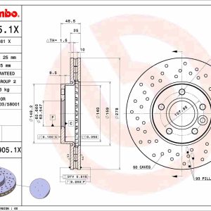 Disc frana VOLVO C30 (533) Electric electric 120 cai BREMBO 09.A905.1X