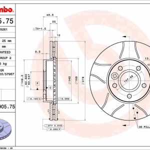 Disc frana VOLVO C30 (533) T5 benzina 230 cai BREMBO 09.A905.75