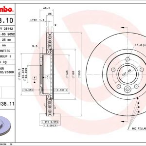Disc frana VOLVO C30 (533) 1.8 benzina 125 cai BREMBO 09.C138.11