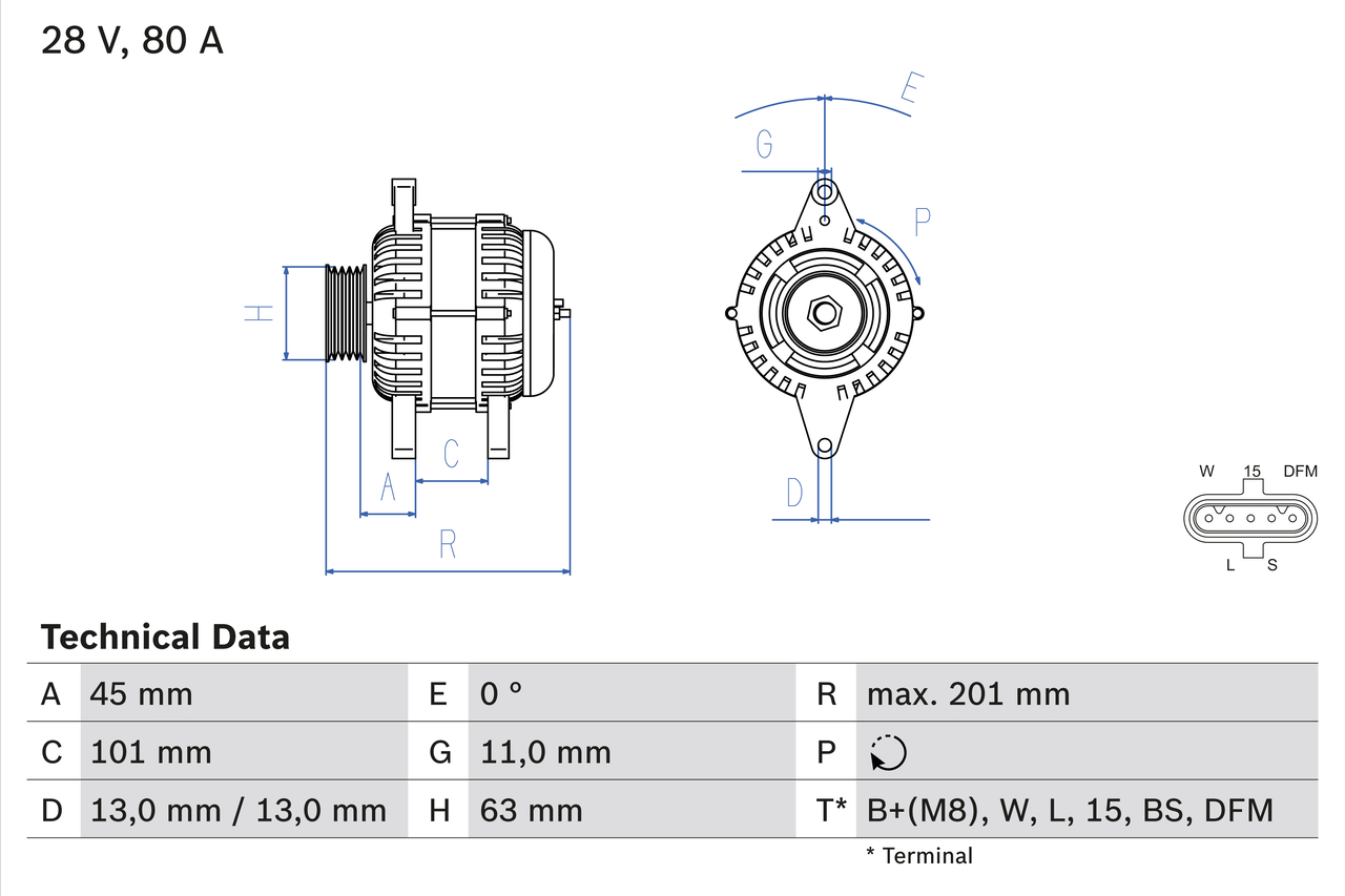 Alternator VOLVO FM12 FM 12/340 diesel 340 cai BOSCH 0 986 046 290