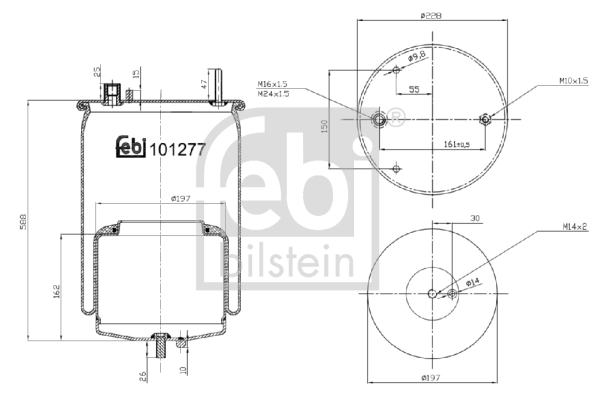 Burduf suspensie pneumatica VOLVO FM II FM 500 diesel 500 cai FEBI BILSTEIN 101277