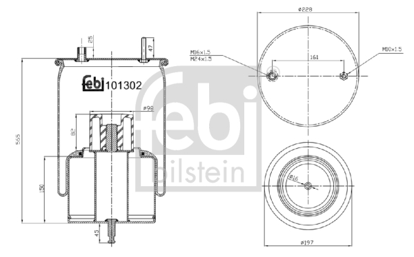 Burduf suspensie pneumatica VOLVO FH III ELECTRIC motor electric 816 cai FEBI BILSTEIN 101302