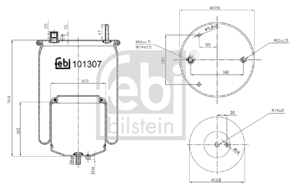 Burduf suspensie pneumatica VOLVO FM II FM 460 diesel 460 cai FEBI BILSTEIN 101307