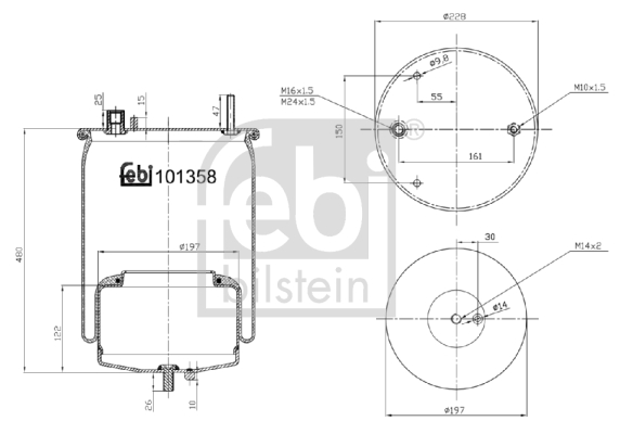Burduf suspensie pneumatica VOLVO FM II FM 500 diesel 500 cai FEBI BILSTEIN 101358