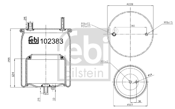 Burduf suspensie pneumatica VOLVO FM II FM 500 diesel 500 cai FEBI BILSTEIN 102383