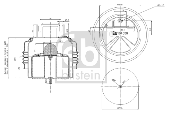 Burduf suspensie pneumatica VOLVO FH II 420 LNG diesel 420 cai FEBI BILSTEIN 104536