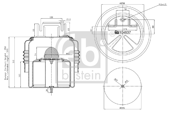 Burduf suspensie pneumatica VOLVO FM II FM 460 diesel 460 cai FEBI BILSTEIN 104537